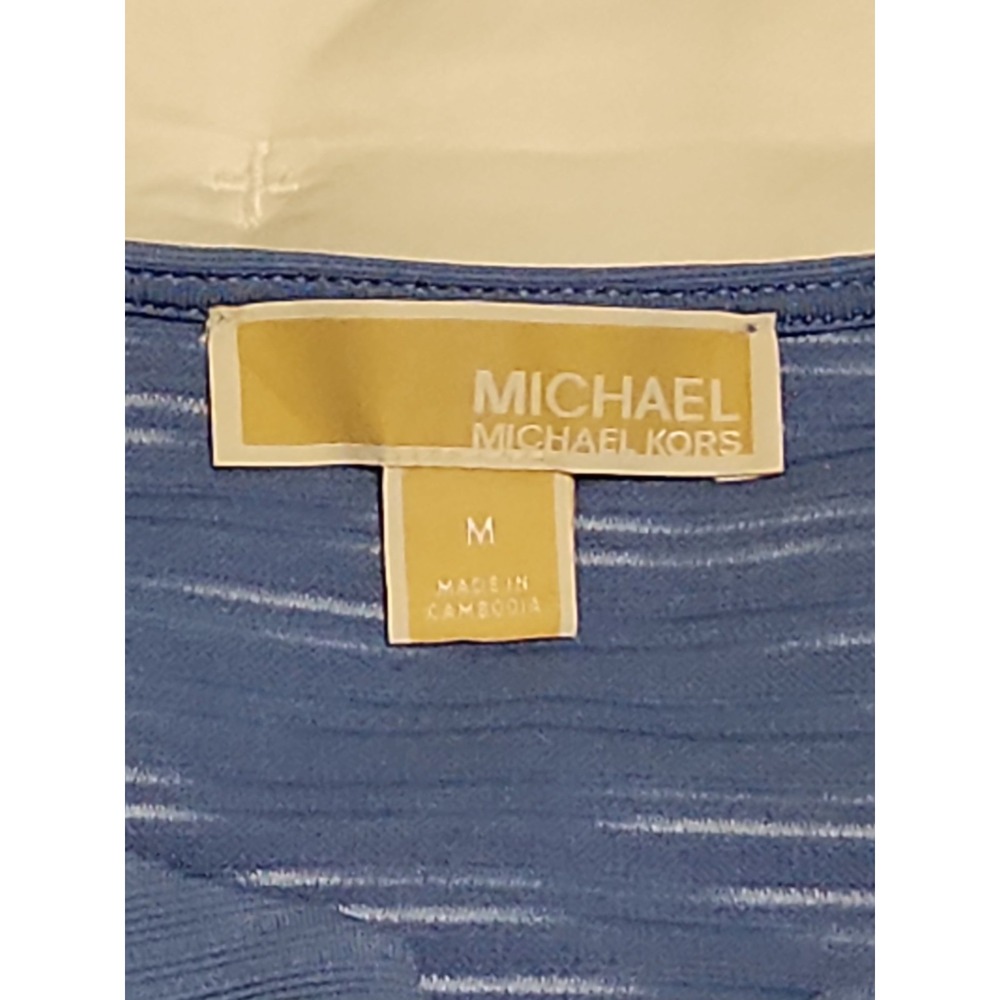 Michael Kors Chive Blue Lace Up Grommet Sleeveless Top Size M MSRP $98 - Picture 6 of 11